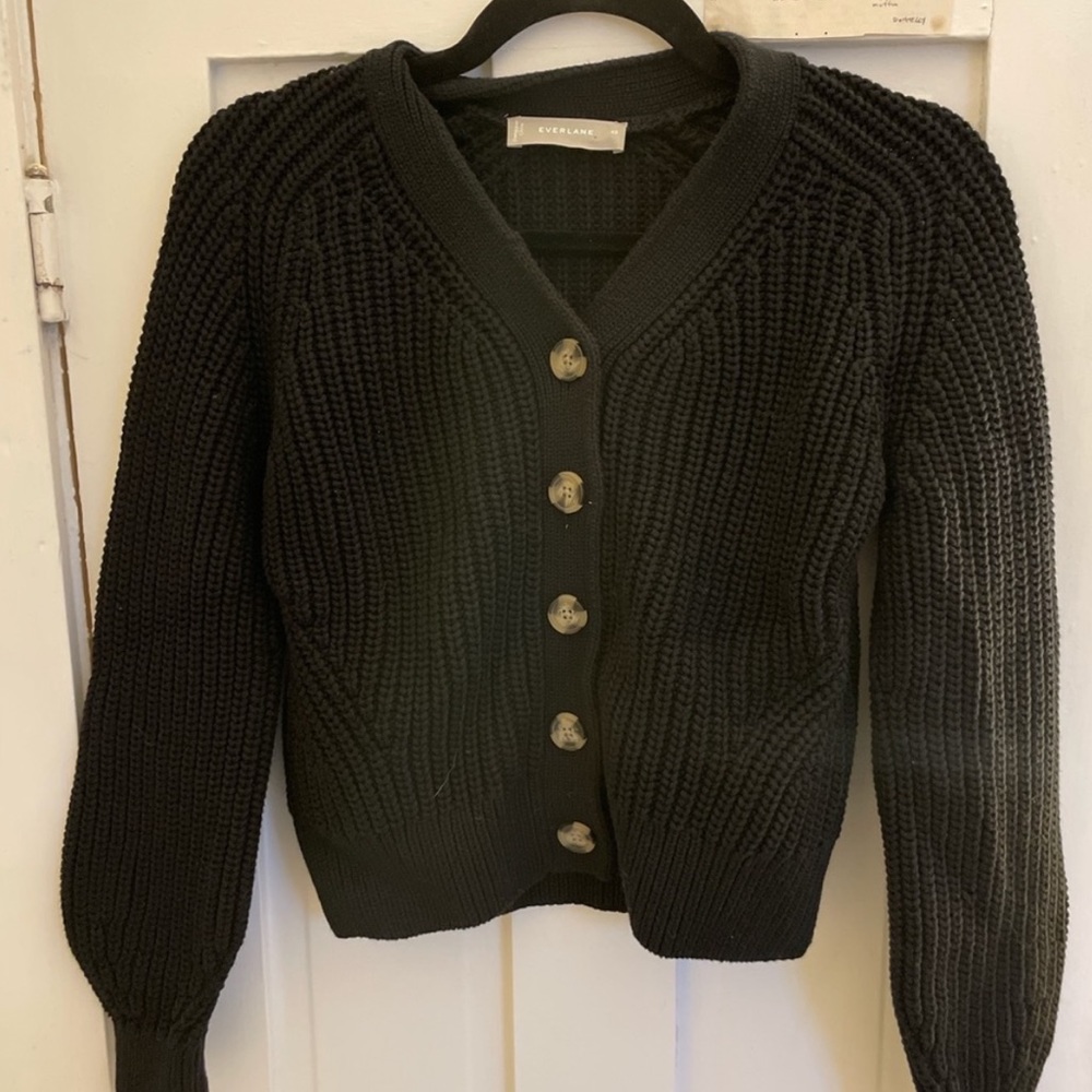 Everlane texture cotton cardigan black xs